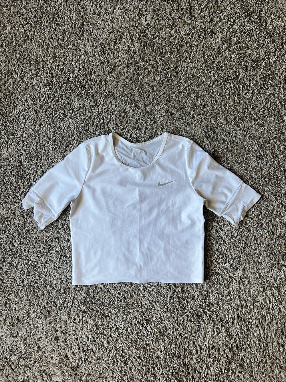 Nike White Kids' Short Sleeve Sport Tee with Gray Swoosh